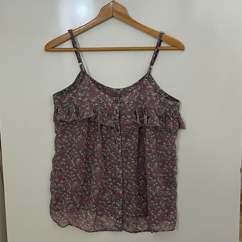 Fun & Flirt Floral‎ Ruffle Cami Top Women's Cottage, Whimsygoth, Boho Size M